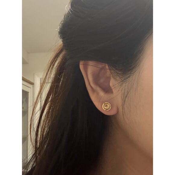 Tiffany & Co. 18k Yellow Gold Sparkling Citrine Flower Beaded Stud Earrings - Picture 3 of 16